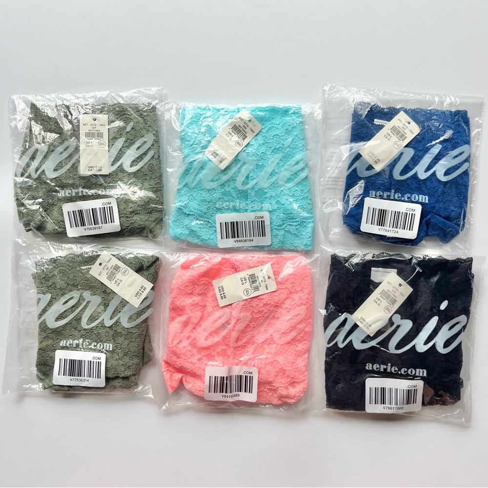 Aerie Vintage Lace Thong Panties Bundle of 6 NWT L